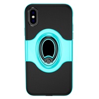 Shockproof Full Coverage Case For Iphone Xs With Magnetic Rotatable Ring Holder (Blue)