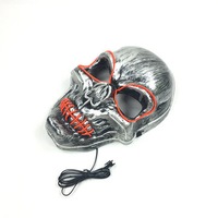 Silver Light Up Led Skeleton Mask Halloween Holiday Light Costume Accessory