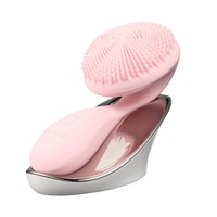 SJ01 Silicone Ultrasonic Facial Cleansing Brush Face Body Cleanser 4 Function Modes with Rotating Magnetic Beads Skin Rejuvenation Deep Cleaning