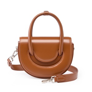 Solid Color New Cowhide Saddle Bag Small Bag Handheld Crossbody Bag Spring/Summer Versatile