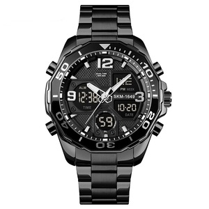 Sports Style Chronograph Stainless Steel Dual Digital Watch Men Wristwatch