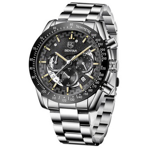Stainless Steel Chronograph 3Atm Waterproof Casual Fashion Men Quartz Watch