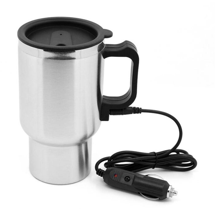 Stainless Steel Electric Smart Mug 12V Car Electric Kettle Heated Mug Car Coffee Cup With Charger Cigarette Lighter Heating Cup