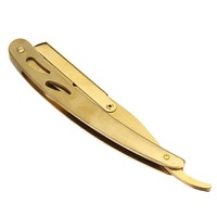 Stainless Steel Handle Straight Edge Barber Razor Folding Shaving Knife and 10 Blade