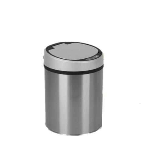 Stainless Steel Round Sensor Trash Can Touchless Motion Automatic Opening Recycler Waste Bins