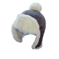 Suede Child Ear Caps Wild Warm Aircraft Cap Flight Hats(Gray)