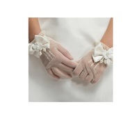 Thin Flower Wedding Gloves Mesh Bow-knot Gloves For 4-15 Years Old