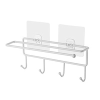 Tissue Storage Holder Towel Rack Hook Holder Kitchen Bathroom Shelf Hanging White