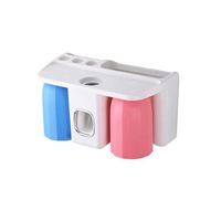 Toothbrush Toothpaste Tumbler Holder Bathroom Accessory Shelf Rack Organiser Automatic Toothpaste Extruder