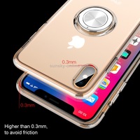 Transparent Tpu Metal Ring Case For Iphone Xs With Holder (Black)