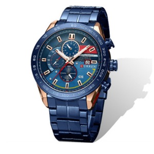 Trendy Men's Waterproof Watch Six-pin Multi-function Fashion Color-blocking Steel Strap Watch