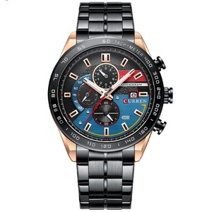 Trendy Men's Waterproof Watch Six-pin Multi-function Fashion Color-blocking Steel Strap Watch