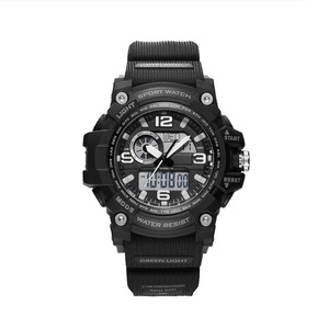 Twentyseventeen Qingpai Luminous Display Calendar Alarm Clock Countdown 5Atm Waterproof Dual Display Digital Watch