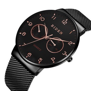 Ultra Thin Casual Style Men Week Display Mesh Steel Quartz Watch