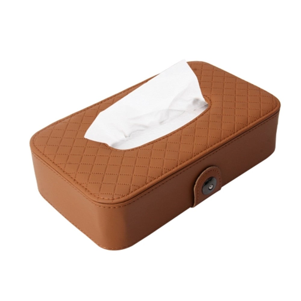 Universal Car Facial Tissue Box Case Holder Tissue Box Fashion And Simple Paper Napkin Bag With Napkin(Brown)
