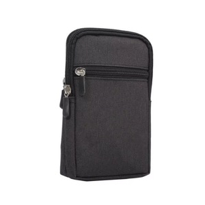 Universal Denim Leather Cell Phone Bag Belt Clip Pouch Waist Purse Case Cover For All SmartPhone Below 6.3 Inch- Black