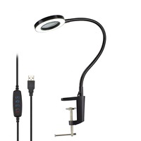 USB Magnifying Glass 3X Bench Vise Table Clamp Magnifier 40 SMD LED Lights Flexible Desk Lamp