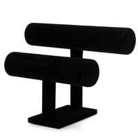 Velvet Double Tier T-Bar Bracelet Jewelry Display Stand Holder