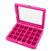 Velvet Glass Carboard Rings Earring Pendant Jewelry Collect Box Showcase