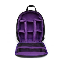 Waterproof Functional Dslr Backpack Camera Video Bag W/ Rain Cover Slr Tripod Case Pe Padded For Photographer Canon Nikon Purple