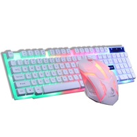 Wired USB PC Gamer Suspension Mechanical Feel Keyboard + Mouse Set Photoelectric Laptop Computer Backlit Keyboard Set white
