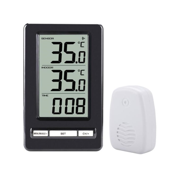 Wireless Digital Thermometer Indoor Outdoor Temperature Meter Time Display Clock Table Stand Weather Station