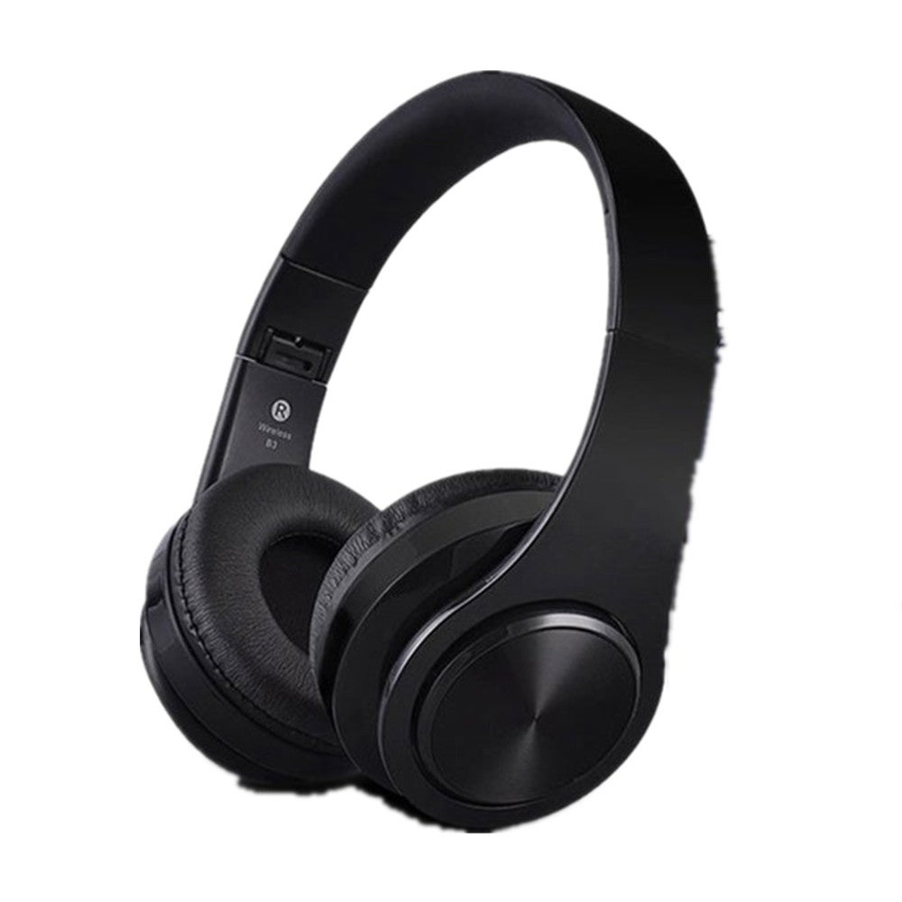 Wireless Headphones Bluetooth Headset Foldable Headphone Adjustable Earphones with Microphone for PC Mobile Phone Mp3 black