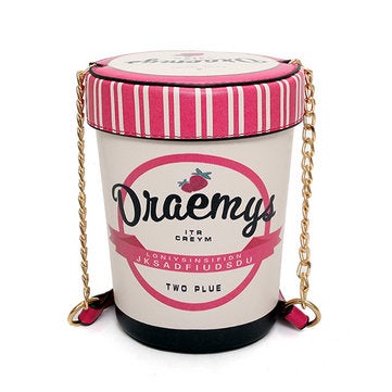 Women Strawberry Ice Cream Bucket Chain Shoulder Crossbody Bag