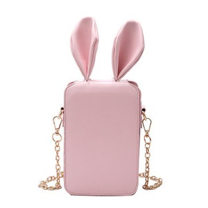 Women Cute Cartoon Rabbit Ear Chain Phone Bag Bucket Bag