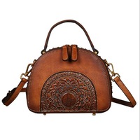 Women Pu Leather Vintage Handbag Double Layer Brush Crossbody Bag