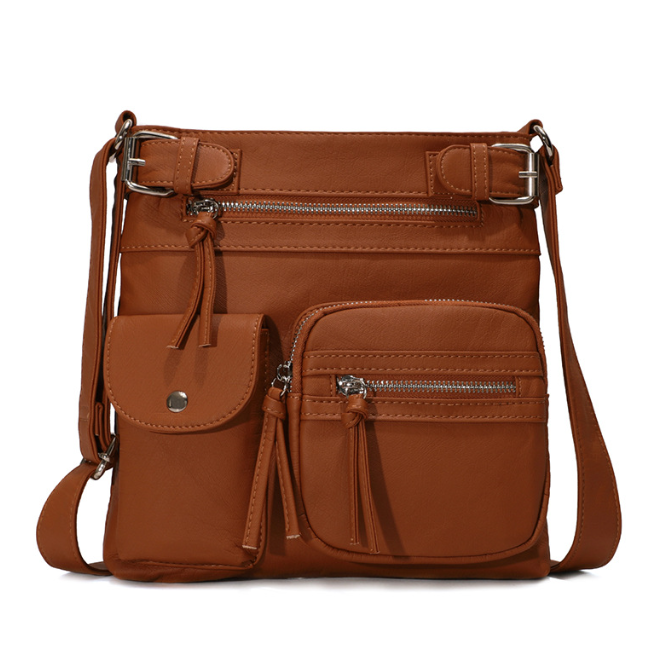 Women Multi-Pocket Casual Pu Leather Crossbody Bag