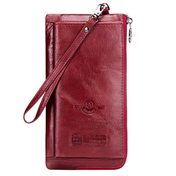 Women Rfid Antimagnetic Leather Ultrathin Long Wallet Card Holder
