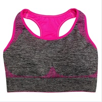 Women's Seamless Sports Bra High Impact Pocket Yoga BrasHotPink-L