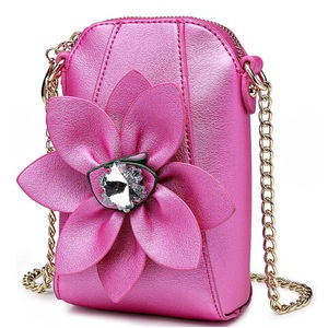 Women Floral Decoration Fashion Phone Pack Shoulder Crossbody Bag
