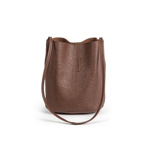 Women Solid Bucket Bag Crossbody Bag Shoulder Bag Darkbrown