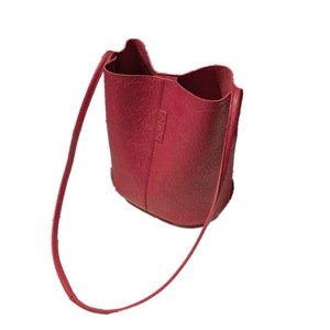 Women Solid Bucket Bag Crossbody Bag Shoulder Bag Red