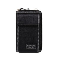 Women Solid Faux Leather 4 Card Slot Card Phone Pack Leisure Crossbody Bag Black Colour