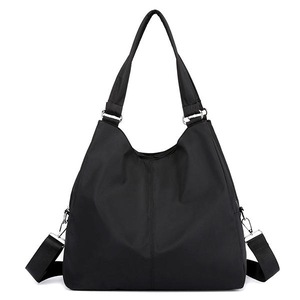 Women Travel Nylon 3 Layers Waterproof Solid Large Capacity Crossbody Bag Black