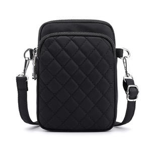 Women Waterproof Nylon Plain Shoulder Phone Bag Black Colour