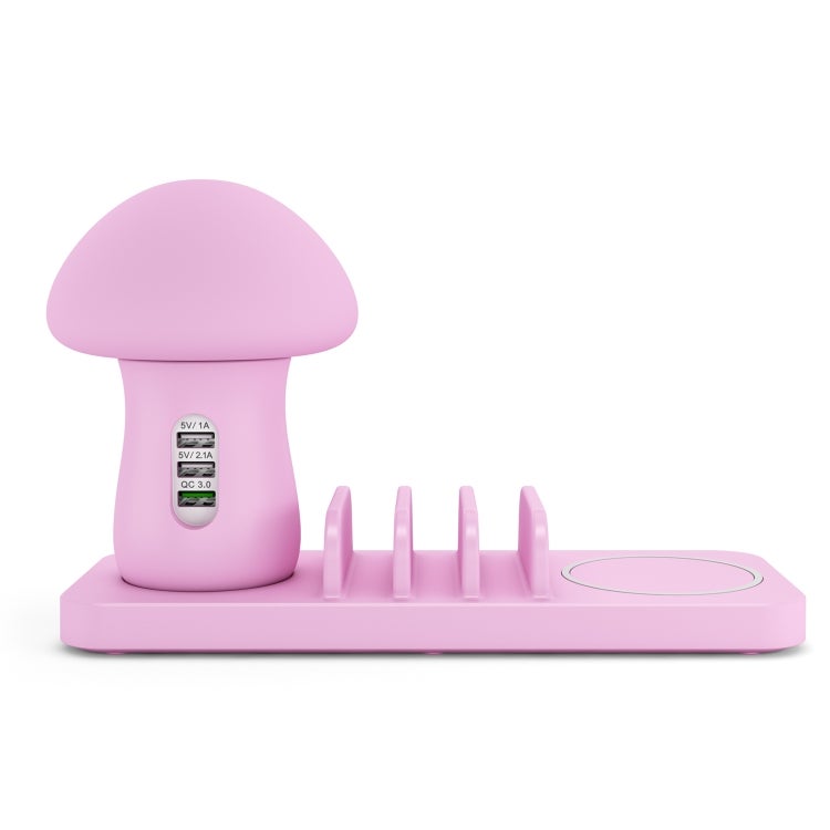 Ym-Ud12 Multi-Port Usb Small Grinding Lamp Multi-Function Qc 3.0 Wireless Charging Stand Small Night Light Pink