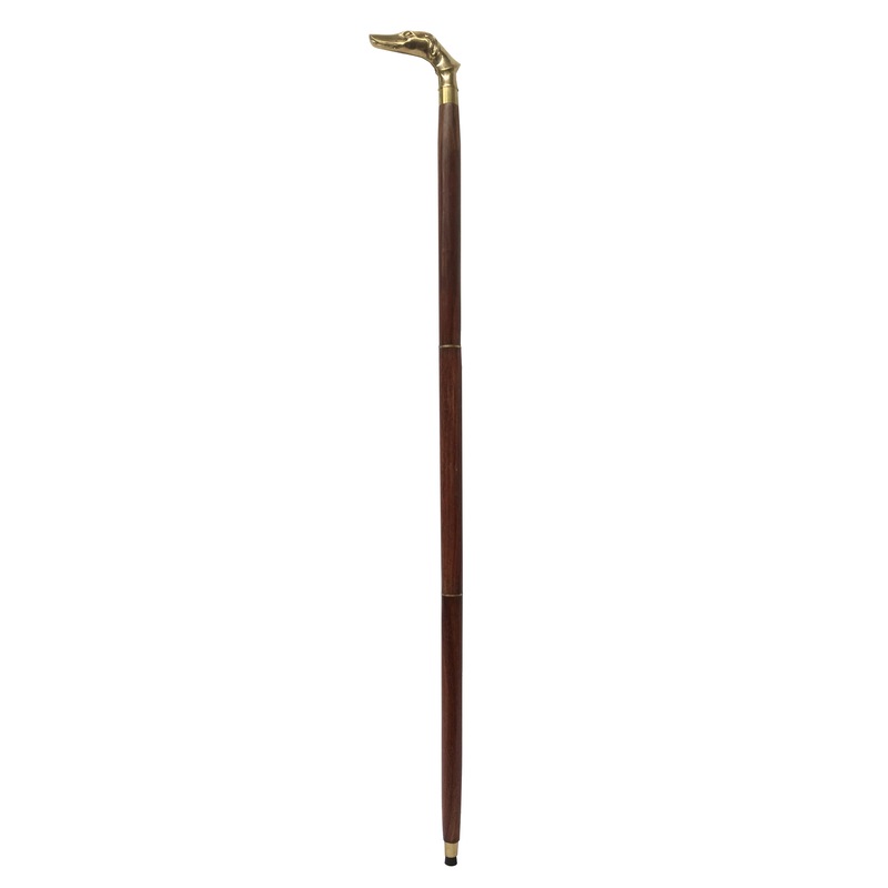 Antique Brass Dog Head Handle Walking Stick MyDeal