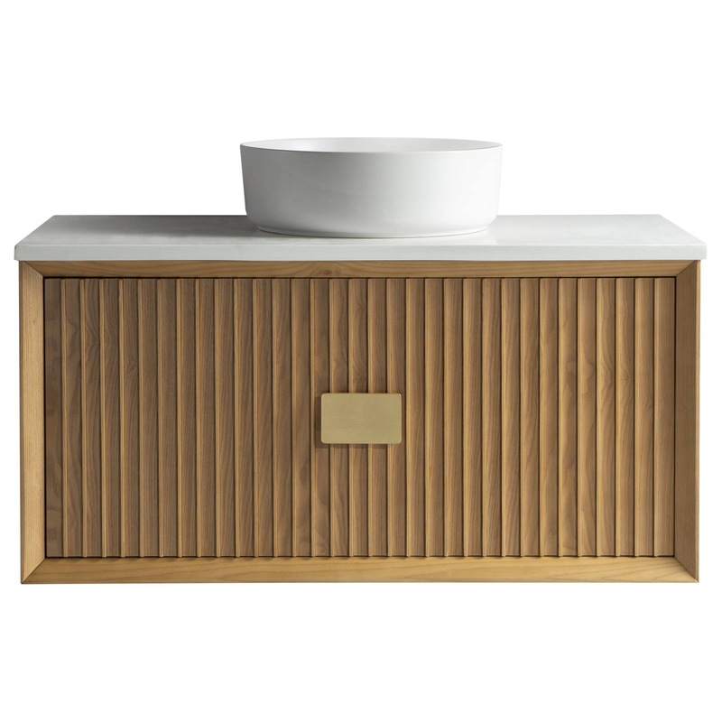 Buy Finola 90 Quartz Top Wall Hung Vanity, Light Oak Tan Solid Wood