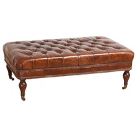 Georgia Leather Bench, Vintage Cigar Top Grain Cow Leather