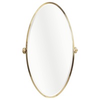 Leda Large Oval Tilt Mirror, Brushed Brass Gold Glass & Aluminium