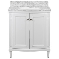 Montana Vanity Small, White White White W/ White Marble Wood Frame