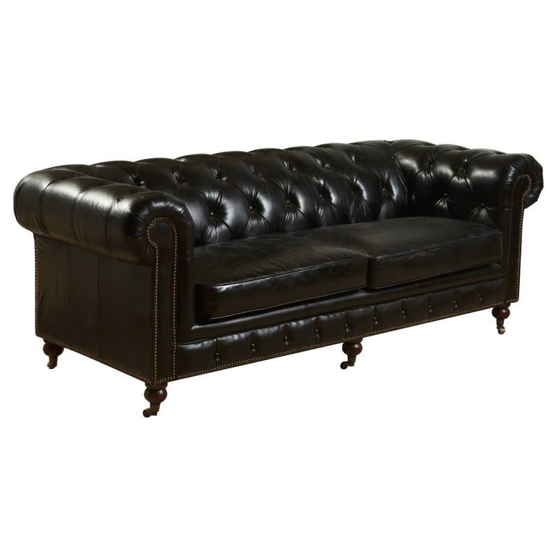 Buy Sheffield 3 Seater Leather Sofa Black Belon Black Top Grain Cow