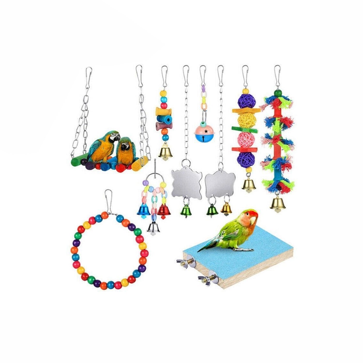 Parrot Hanging Swing Bird Cage Toys - 10pcs