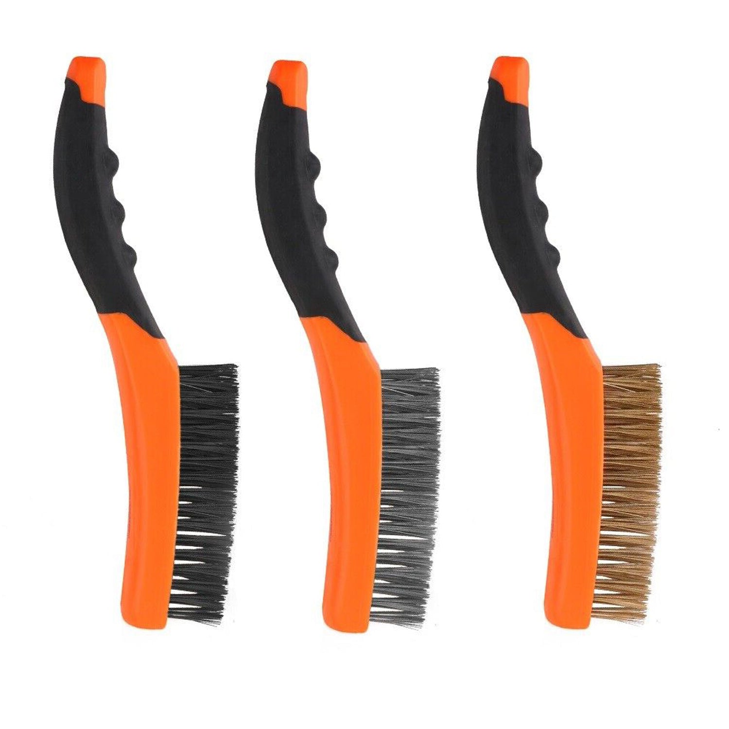 Stainless Steel Carbon Brass Anti Slip Wire Brush 260mm  3pcs 