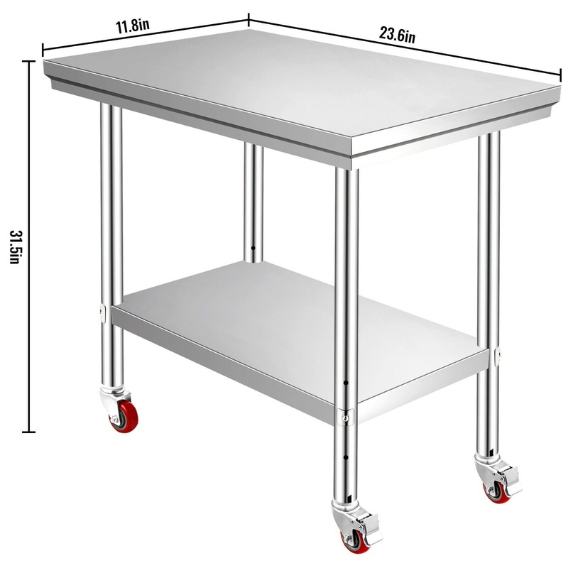 Stainless Steel Commercial Kitchen Bench Table - 60x30mm - MyDeal