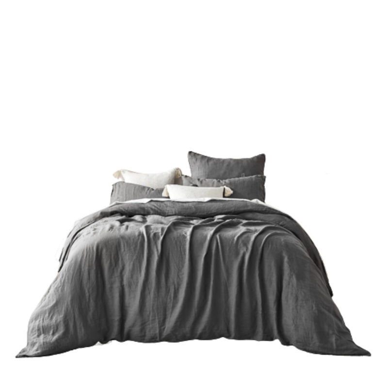 Buy Charcoal Linen Duvet Cover Set MyDeal